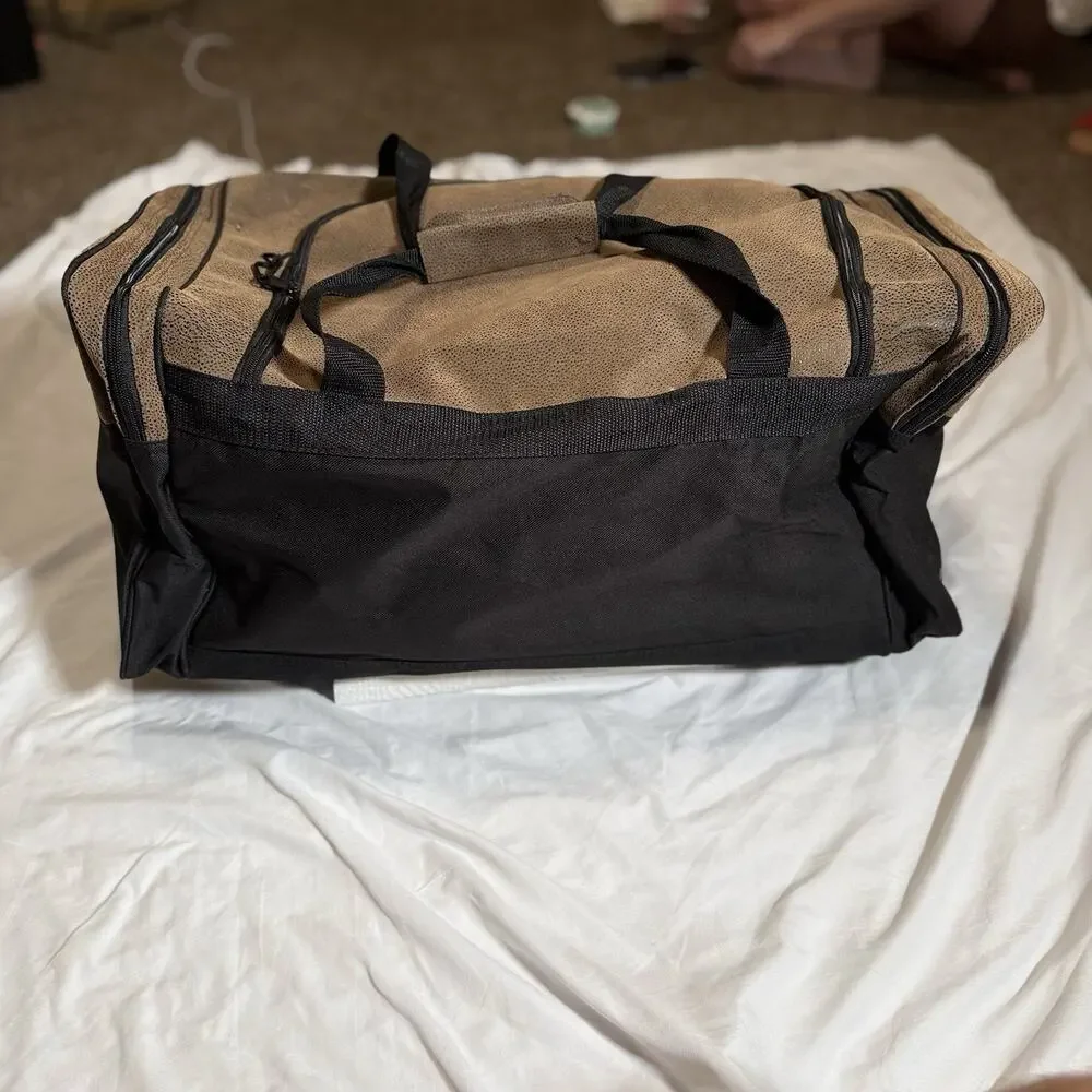 Vintage Wrangler Texas Stampede Western Duffle Bag Tan Black Rodeo Travel Gym